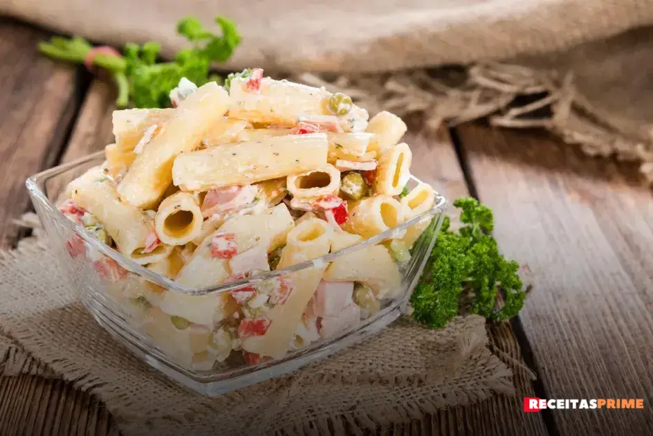 salada de macarrão com frango